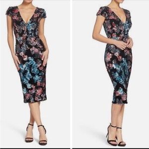 NWT DRESS THE POPULATION  Sequin Velvet Sheath Dress Black Multicolor Si…